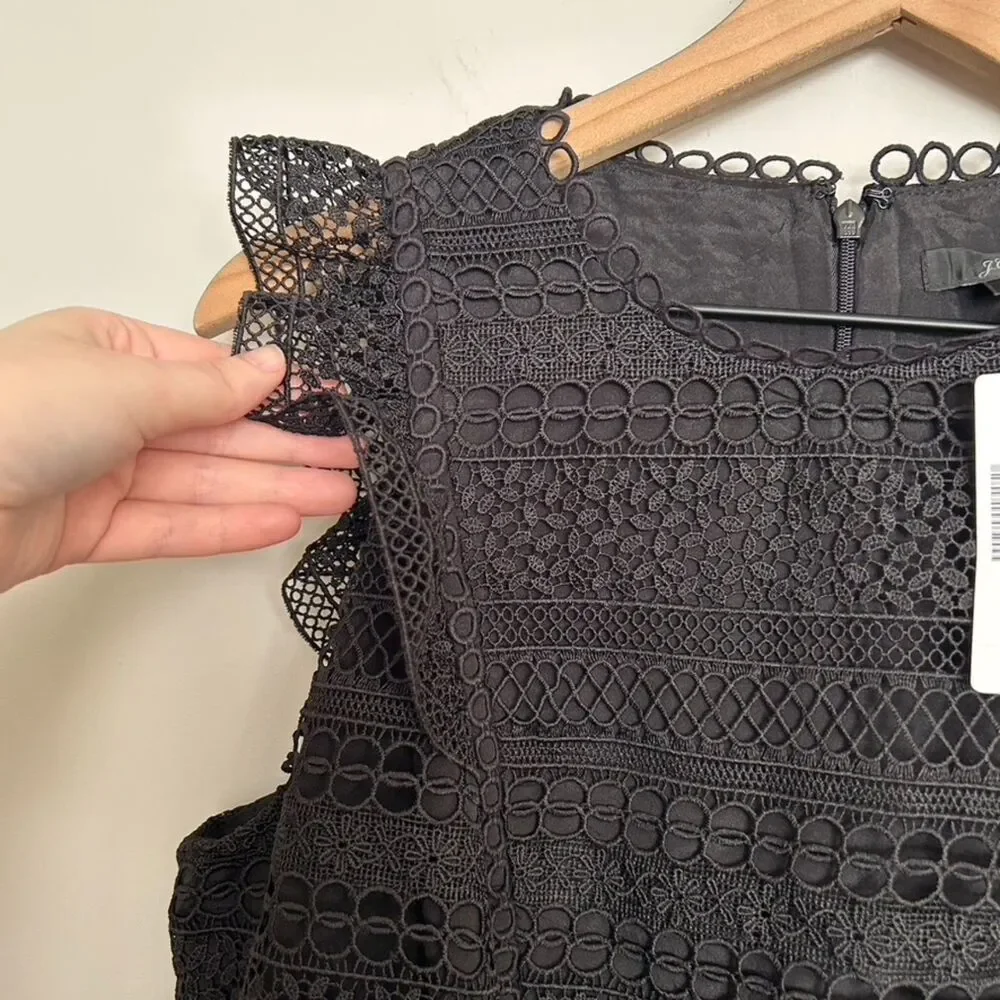 J.Crew Cap-sleeve ruffle dress in mixed lace